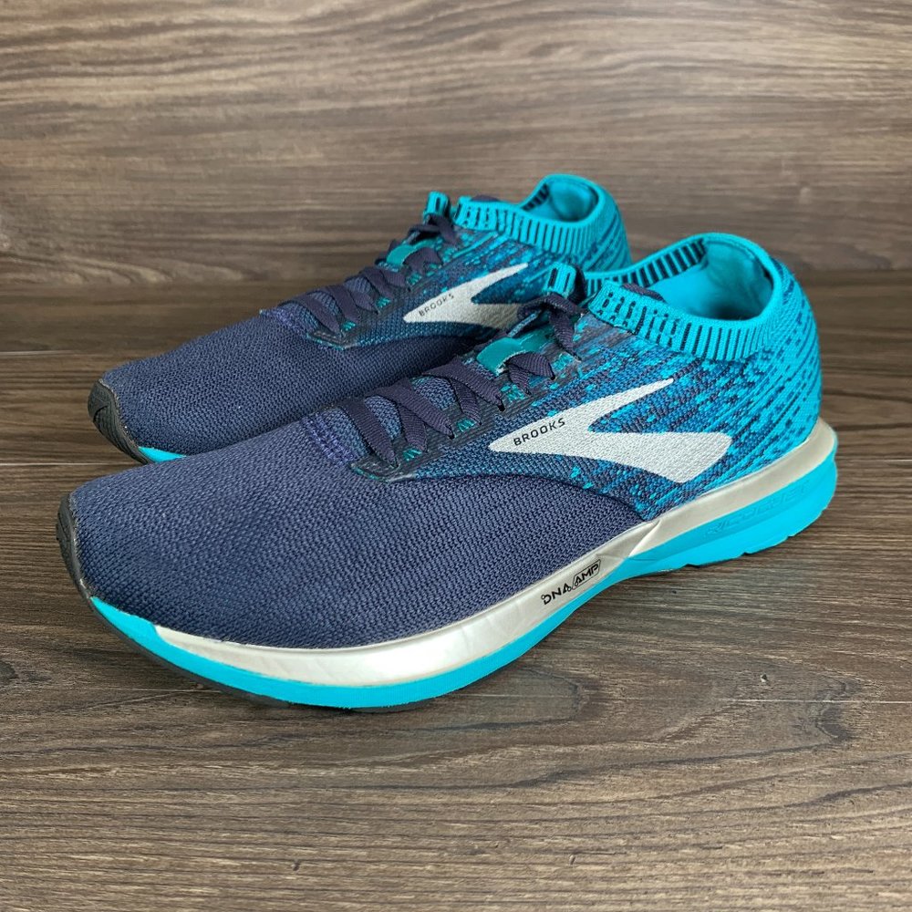 Brooks Ricochet Womens Shoes Size 9.5 B Blue Green Aqua Running Sneakers